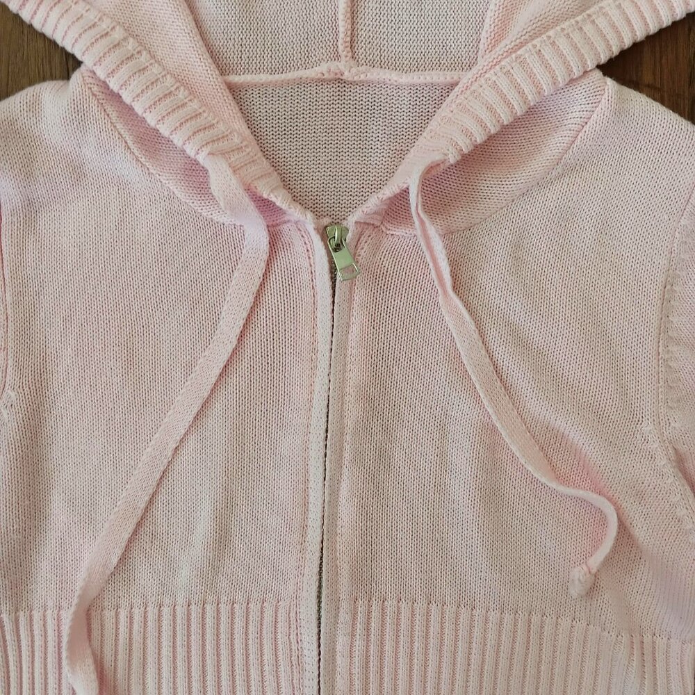 SHEIN Womens Zip Up Knitted Crop Hoodies with Pants Pink Size L - Picture 7 of 9